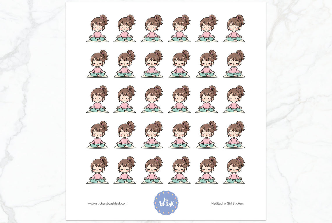 Meditating Girl Stickers