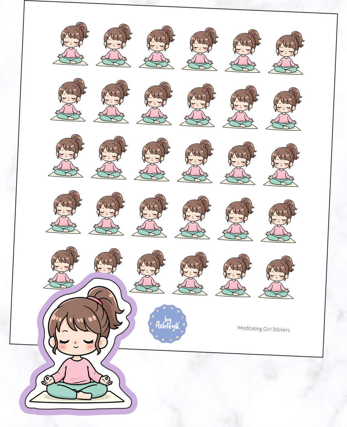 Meditating Girl Stickers