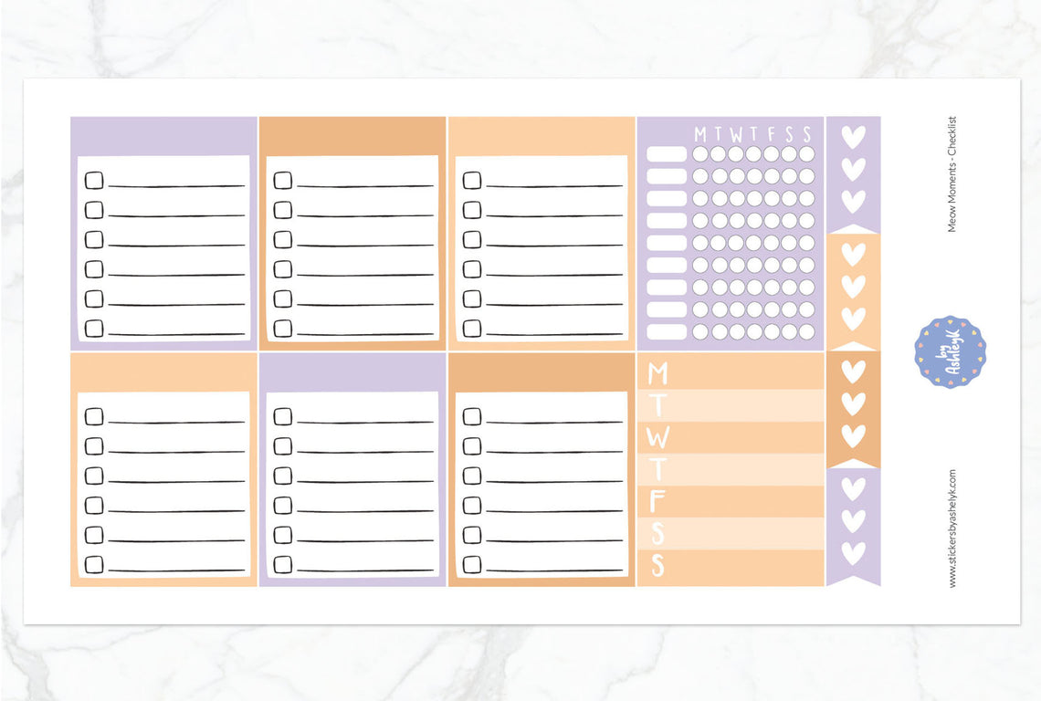 Meow Moments Weekly Kit  - Checklist Sheet