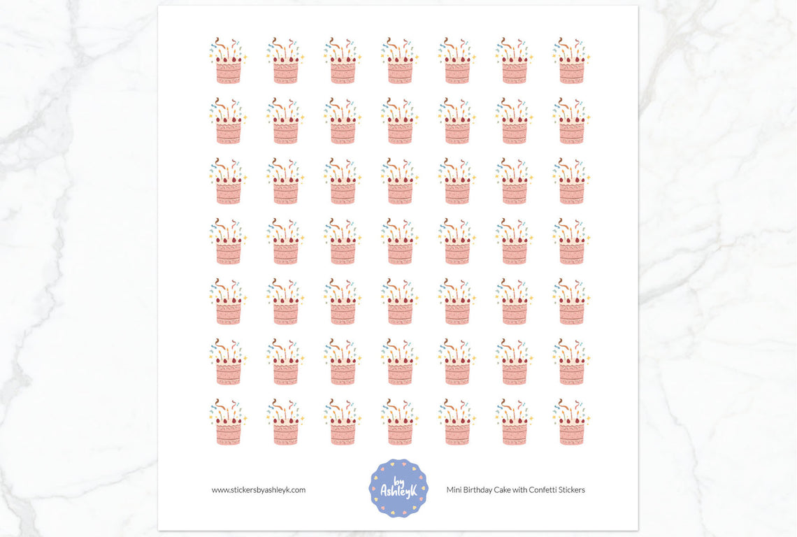 Mini Birthday Cake with Confetti Planner Stickers