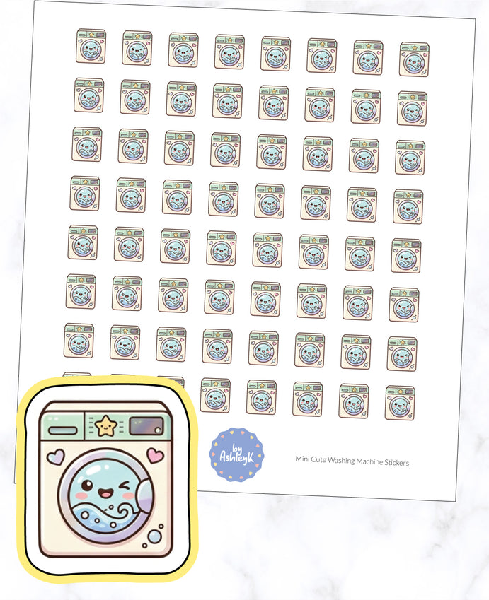 Mini Cute Washing Machine Planner Stickers