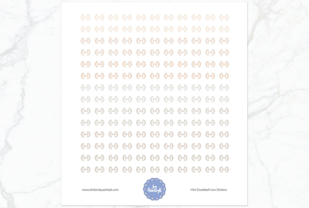 Mini Dumbbell Icon Planner Stickers - Beige Neutral
