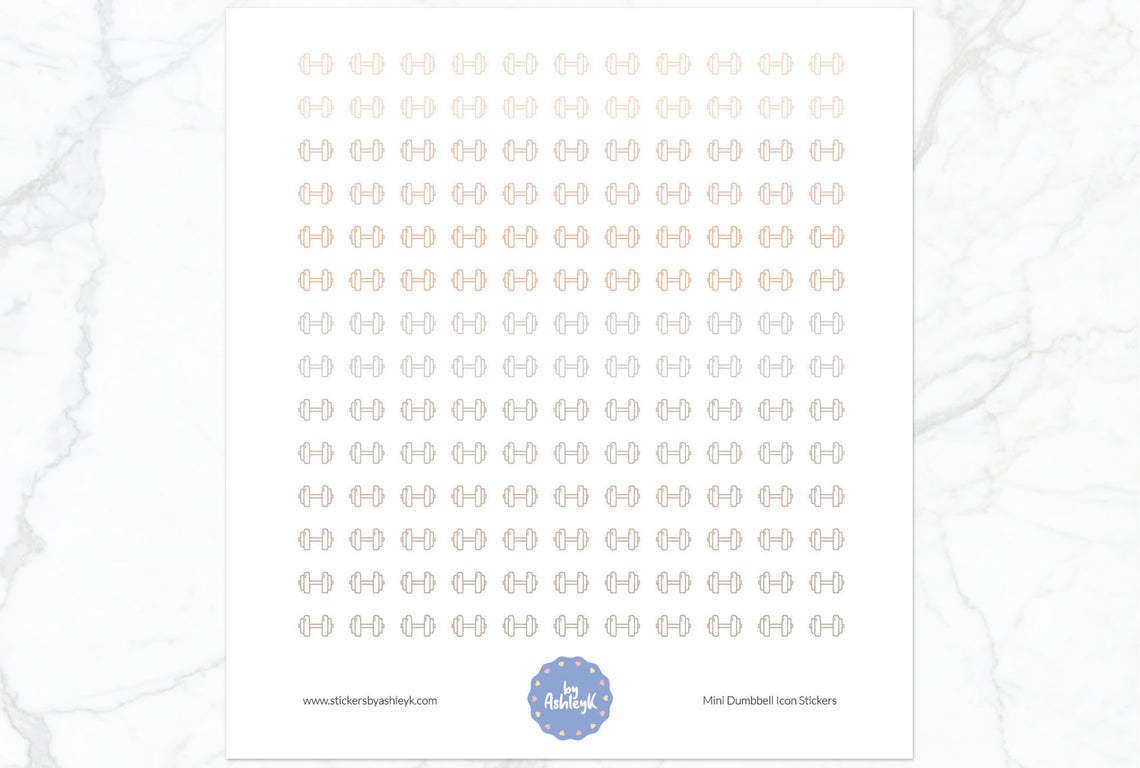 Mini Dumbbell Icon Planner Stickers - Beige Neutral