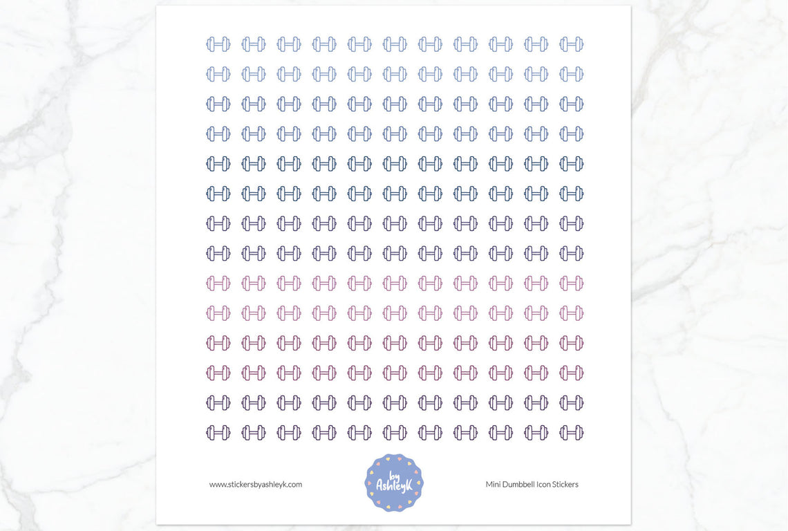 Mini Dumbbell Icon Planner Stickers - Blueberry