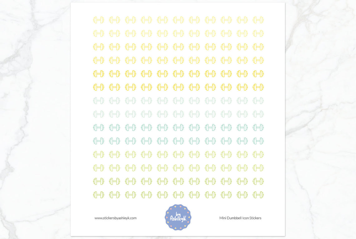 Mini Dumbbell Icon Planner Stickers - Lemon&Lime