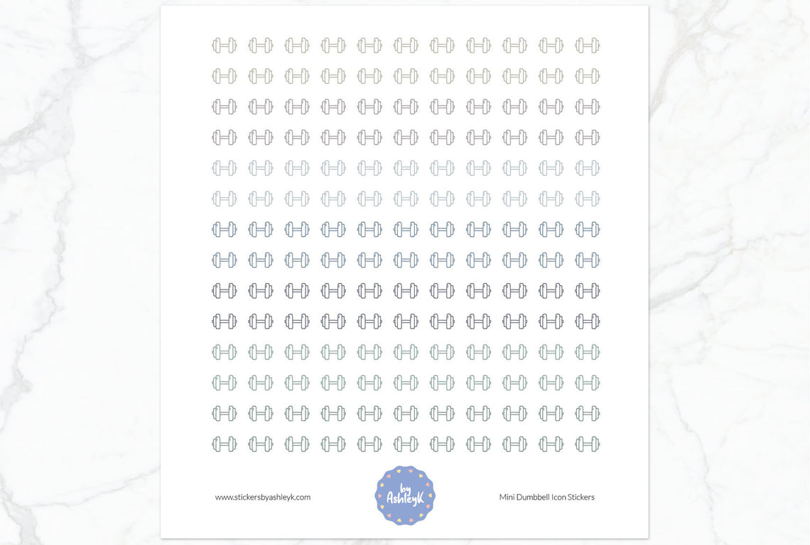 Mini Dumbbell Icon Planner Stickers - Modern Neutral