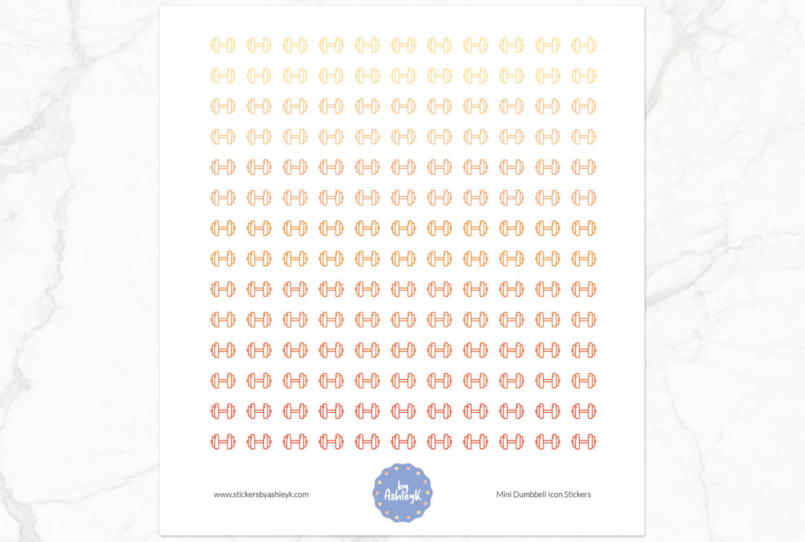 Mini Dumbbell Icon Planner Stickers - Orange