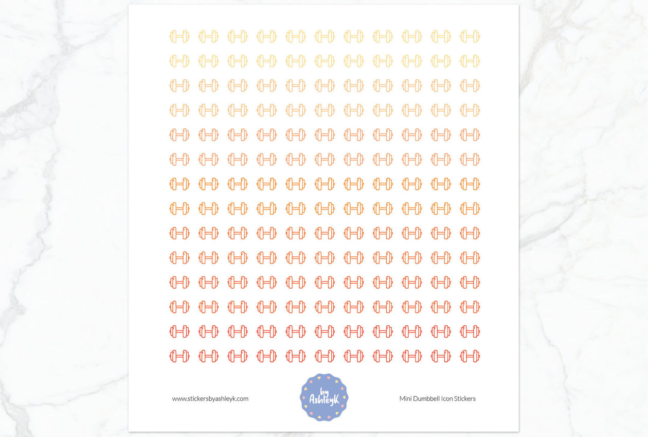 Mini Dumbbell Icon Planner Stickers - Orange