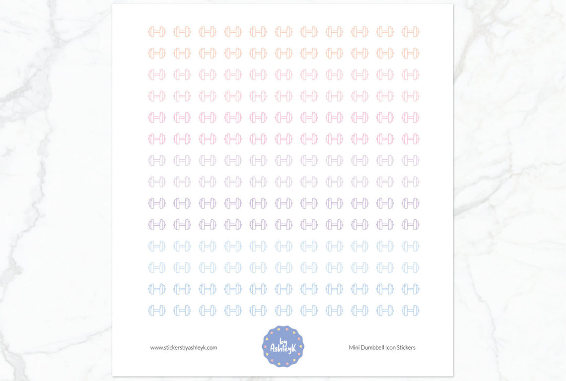 Mini Dumbbell Icon Planner Stickers - Pastel Sunset