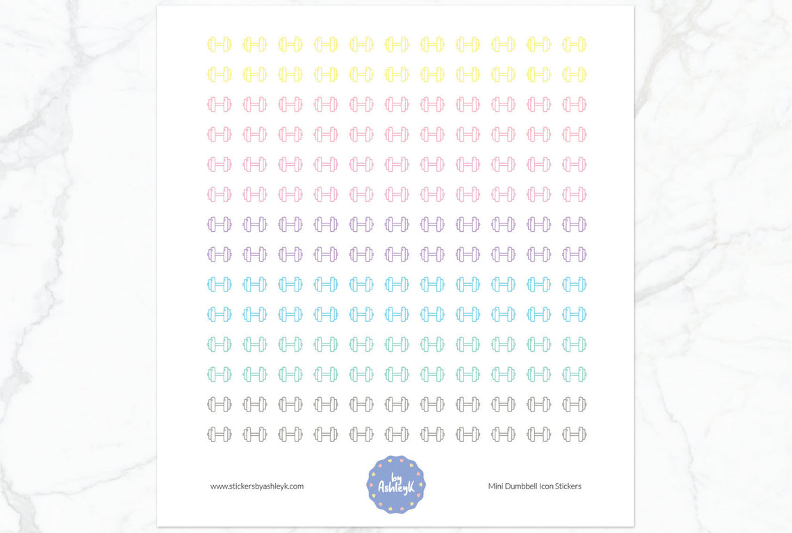 Mini Dumbbell Icon Planner Stickers - Pastel