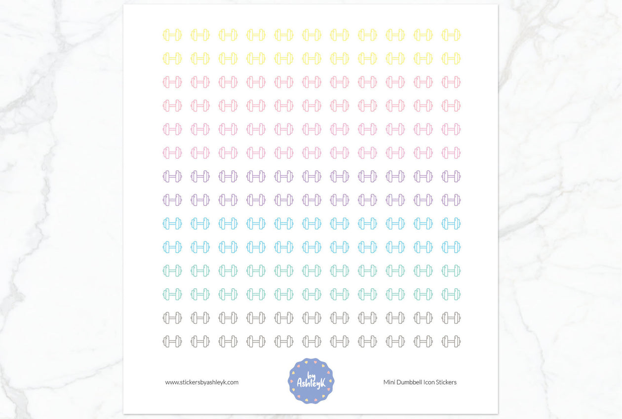 Mini Dumbbell Icon Planner Stickers - Pastel