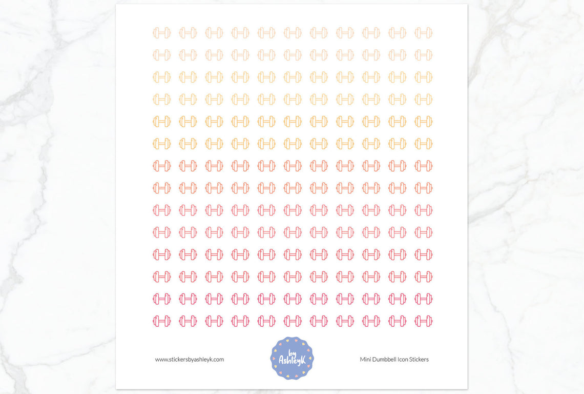 Mini Dumbbell Icon Planner Stickers - Peach