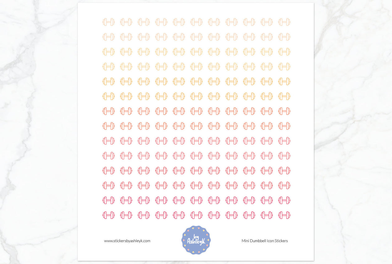 Mini Dumbbell Icon Planner Stickers - Peach