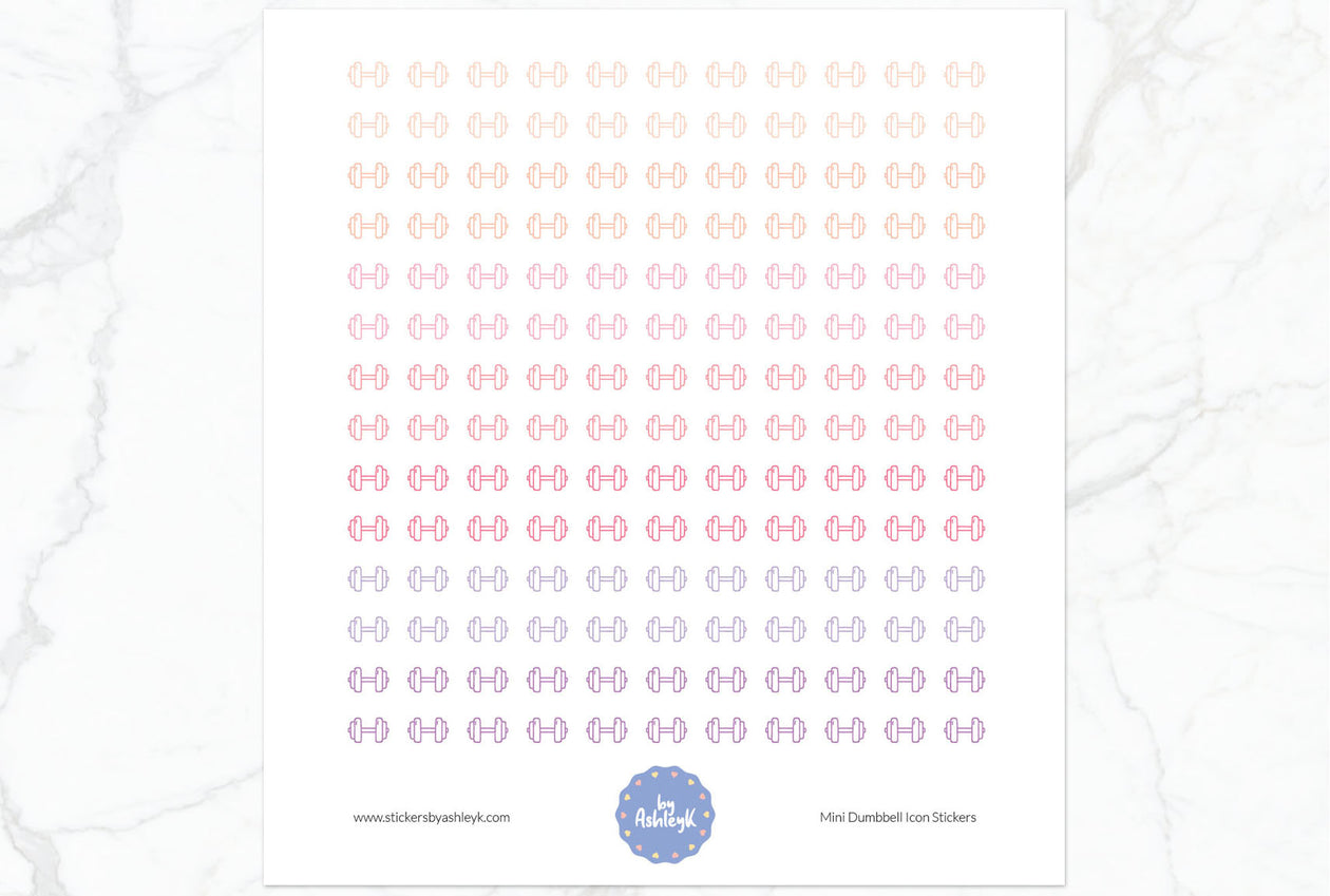 Mini Dumbbell Icon Planner Stickers - Raspberry
