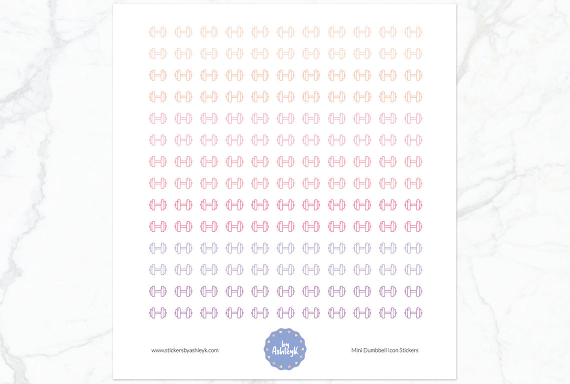 Mini Dumbbell Icon Planner Stickers - Raspberry