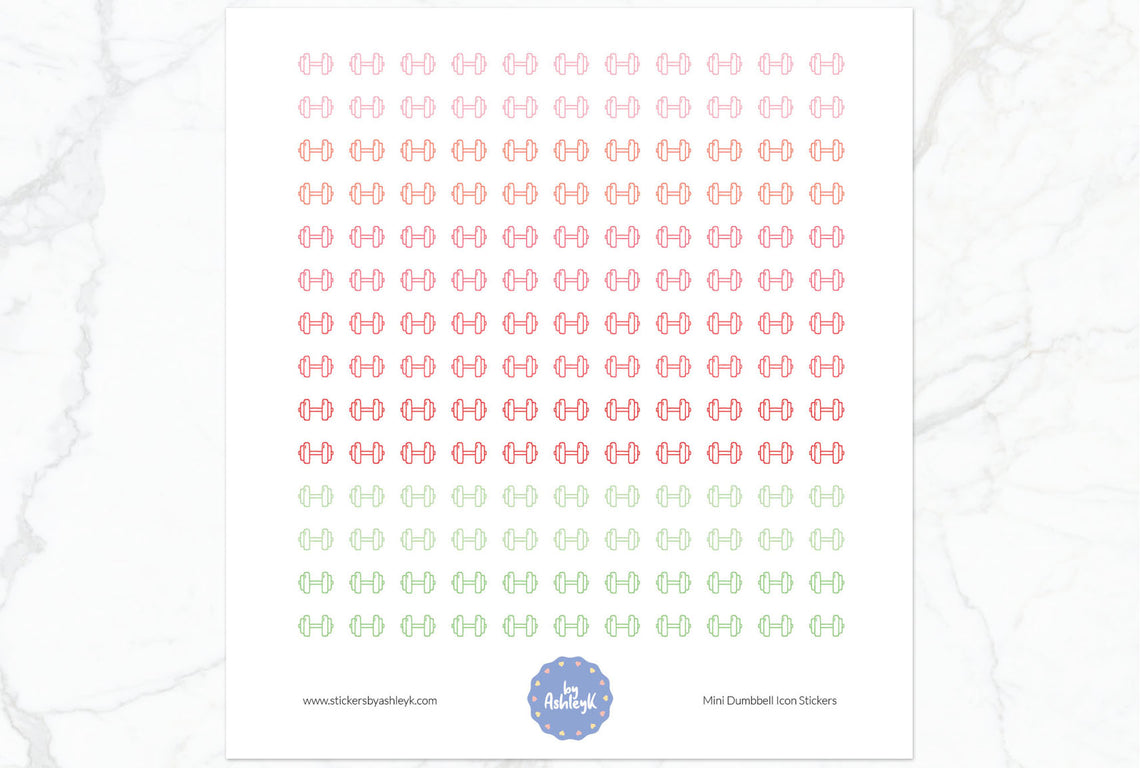 Mini Dumbbell Icon Planner Stickers - Strawberry