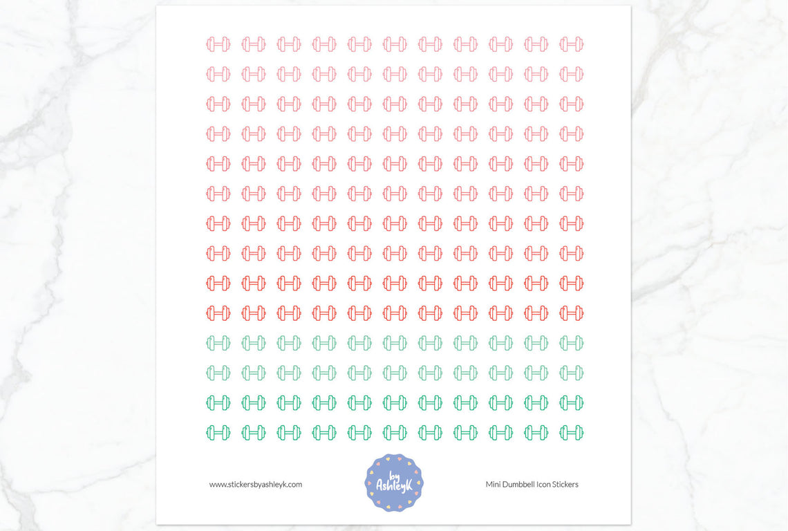 Mini Dumbbell Icon Planner Stickers - Watermelon