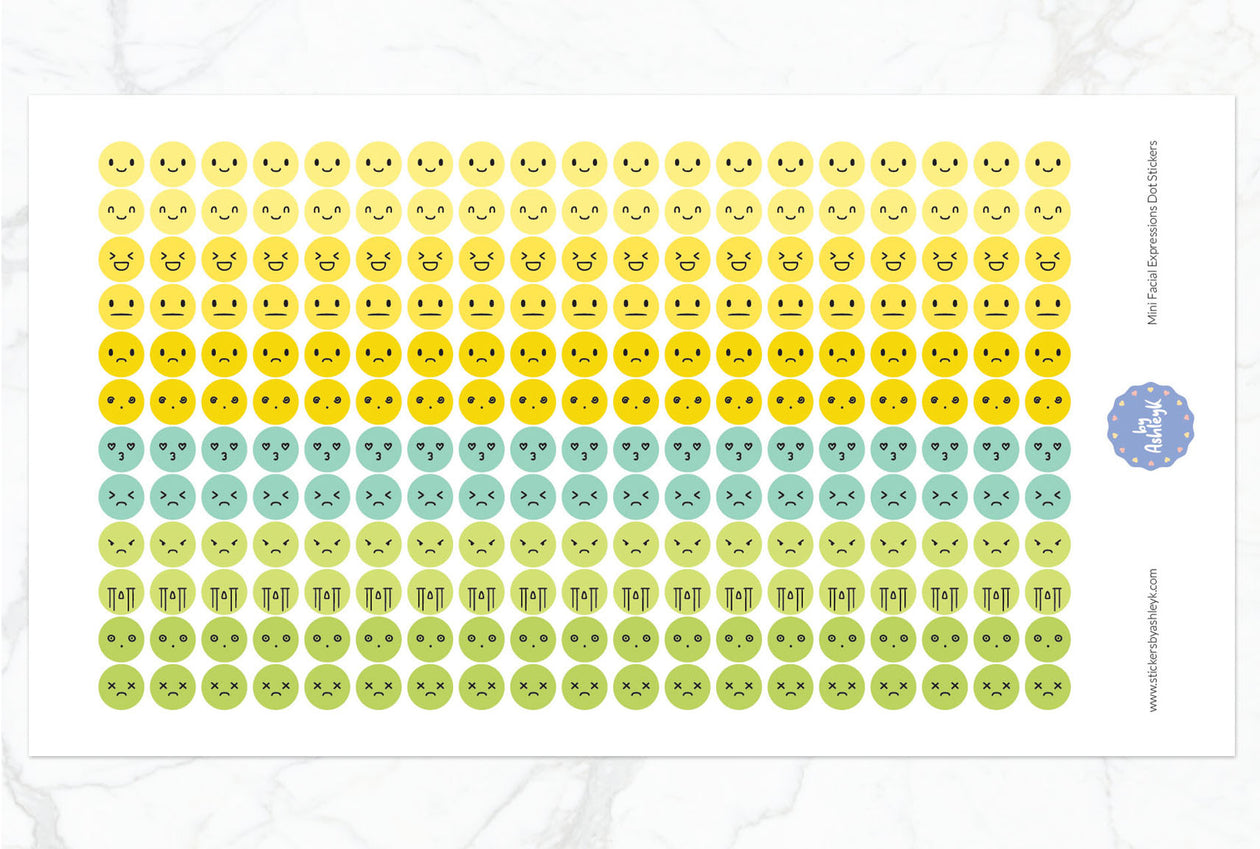 Mini Facial Expressions Dot Planner Stickers - Lemon&Lime