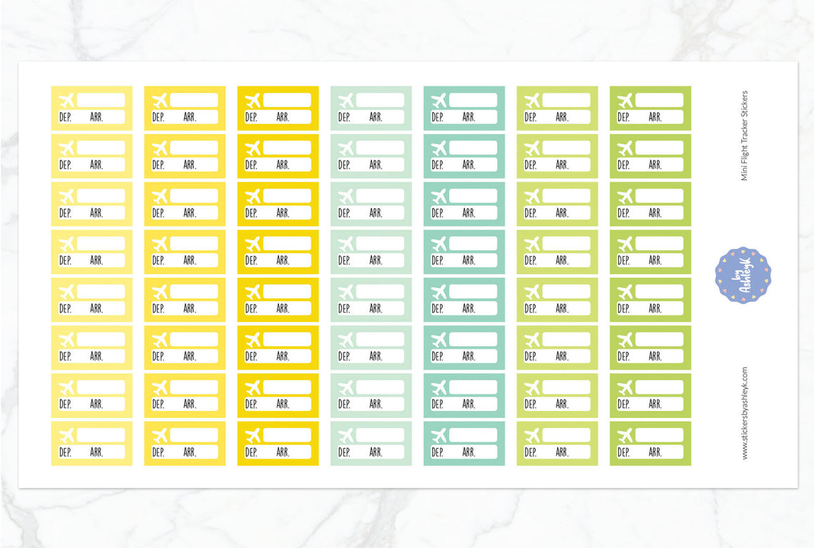 Mini Flight Tracker Planner Stickers - Lemon&Lime