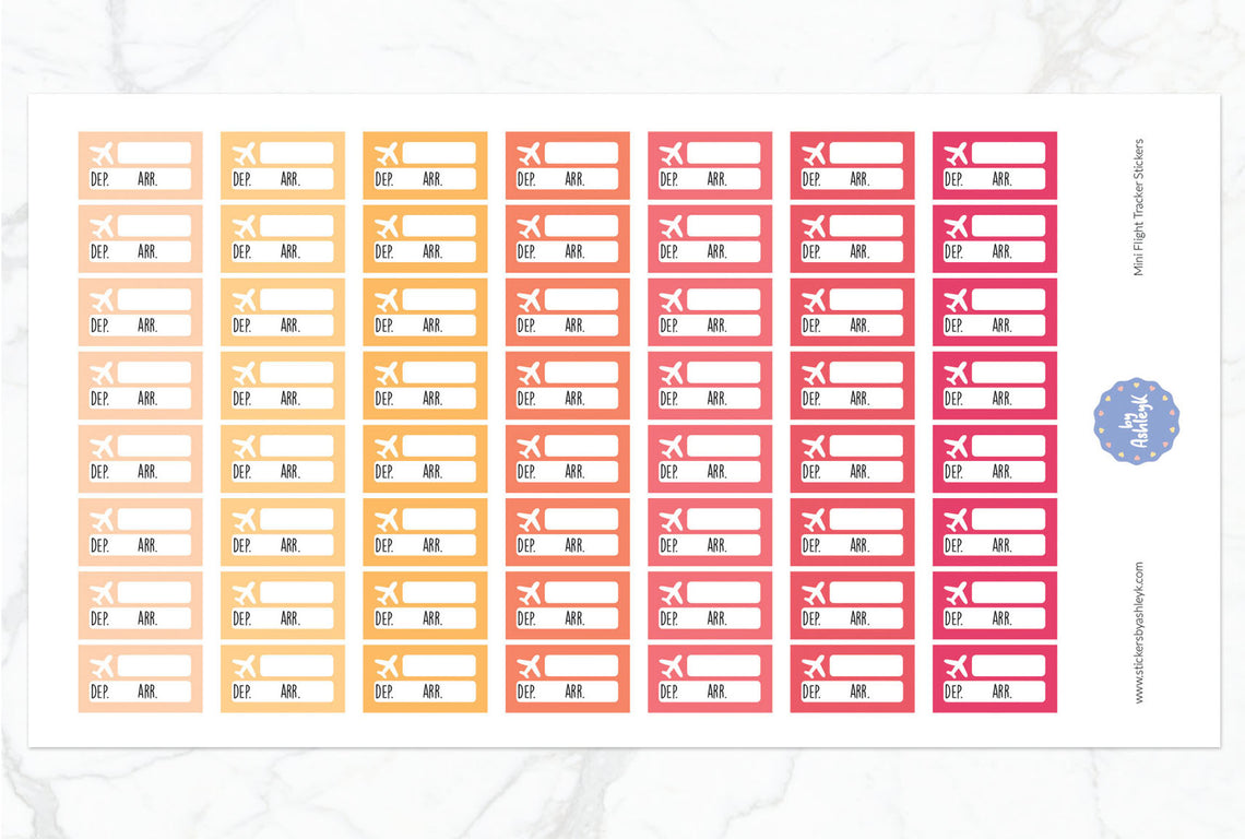 Mini Flight Tracker Planner Stickers - Peach