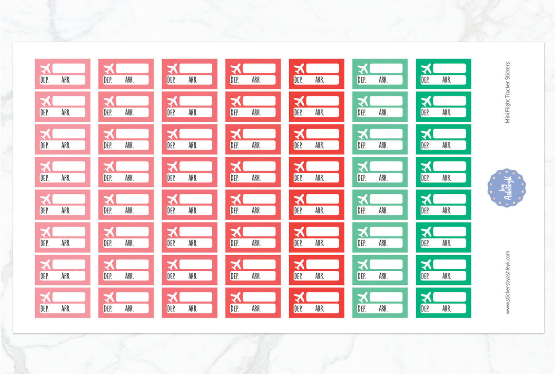 Mini Flight Tracker Planner Stickers - Watermelon