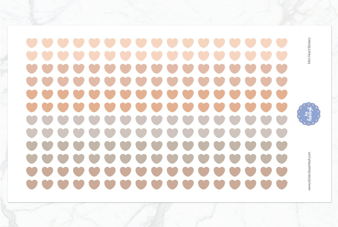 Mini Heart Planner Stickers - Beige Neutral