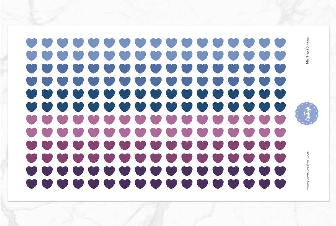 Mini Heart Planner Stickers - Blueberry