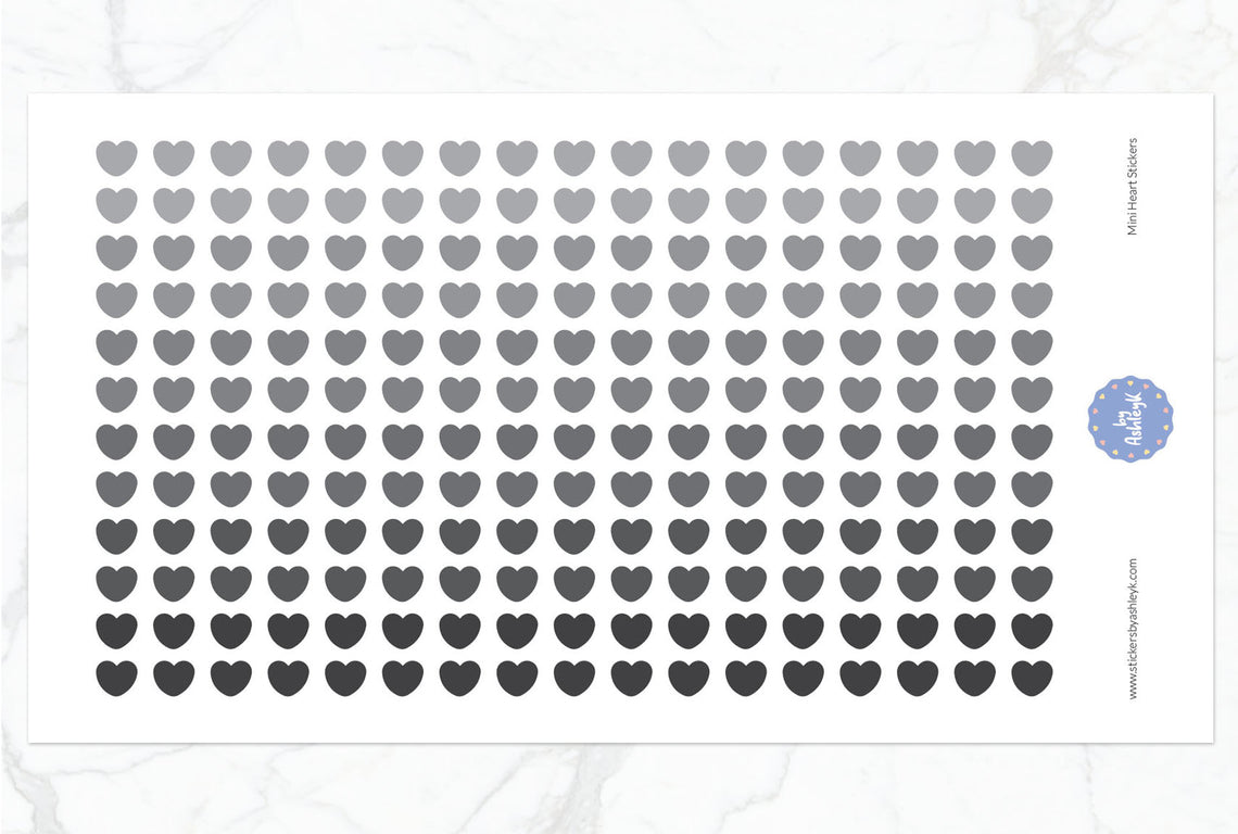 Mini Heart Planner Stickers - Monochrome