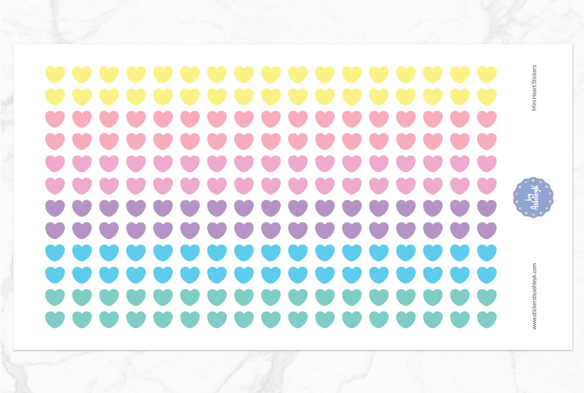 Mini Heart Planner Stickers - Pastel