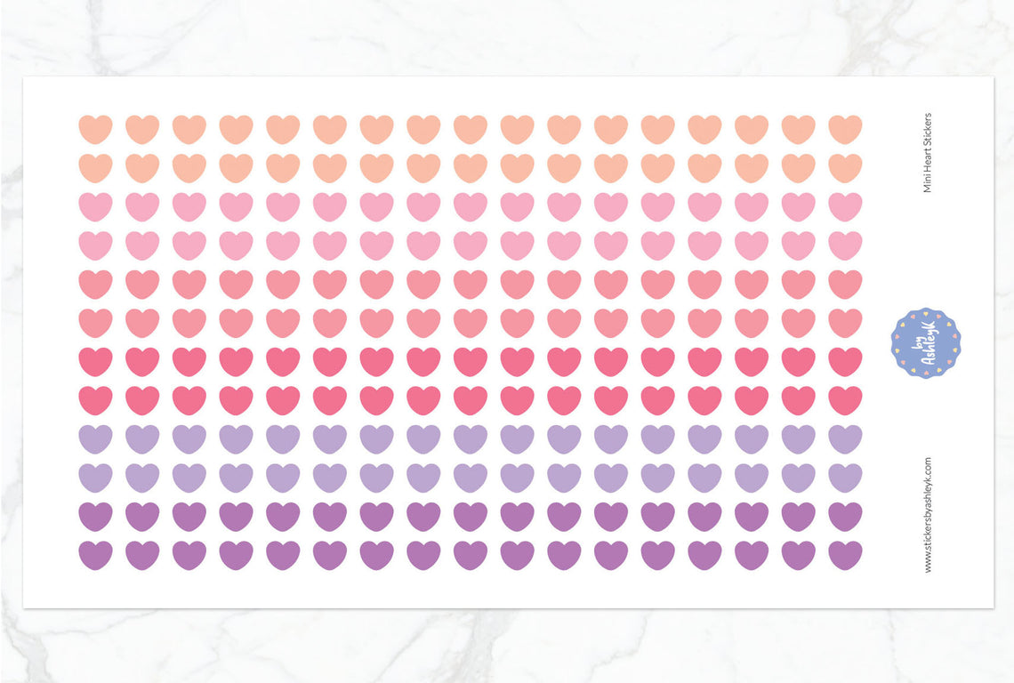 Mini Heart Planner Stickers - Raspberry