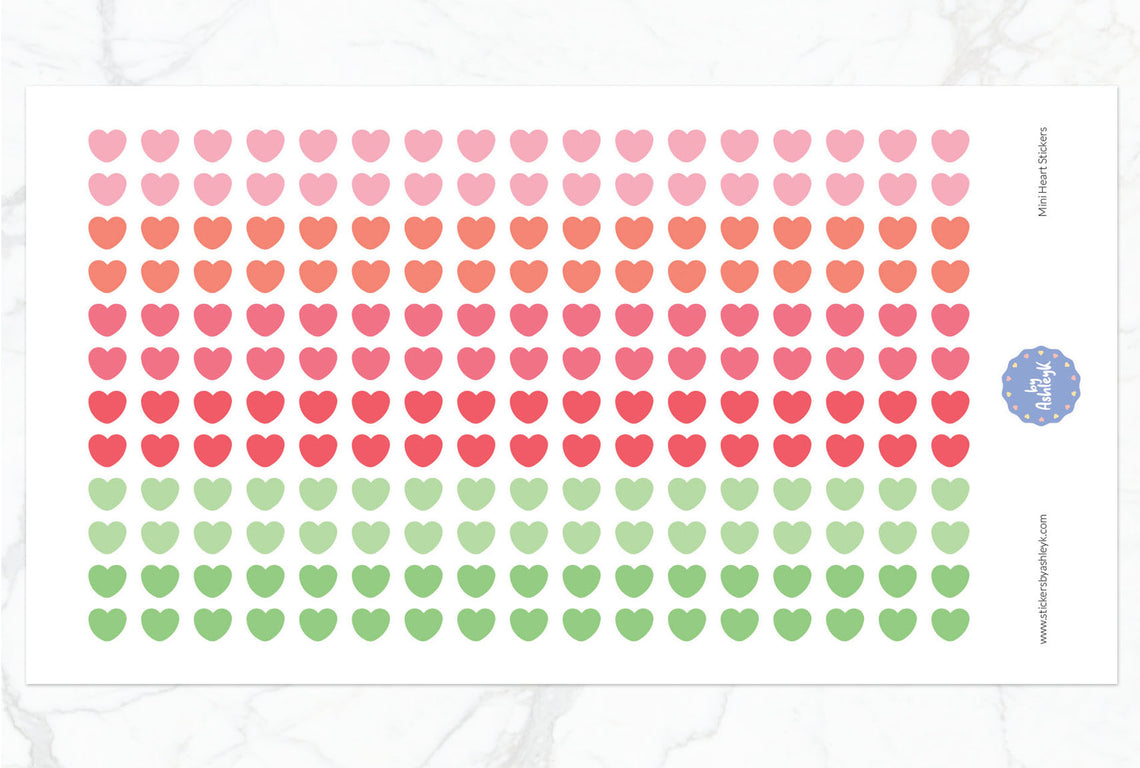 Mini Heart Planner Stickers - Strawberry