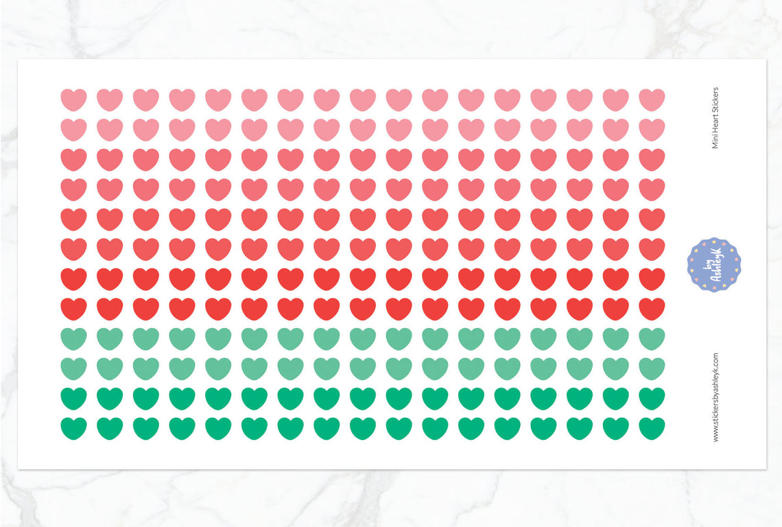 Mini Heart Planner Stickers - Watermelon