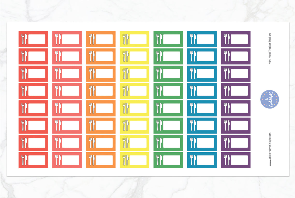 Mini Meal Tracker Stickers - Pastel Rainbow