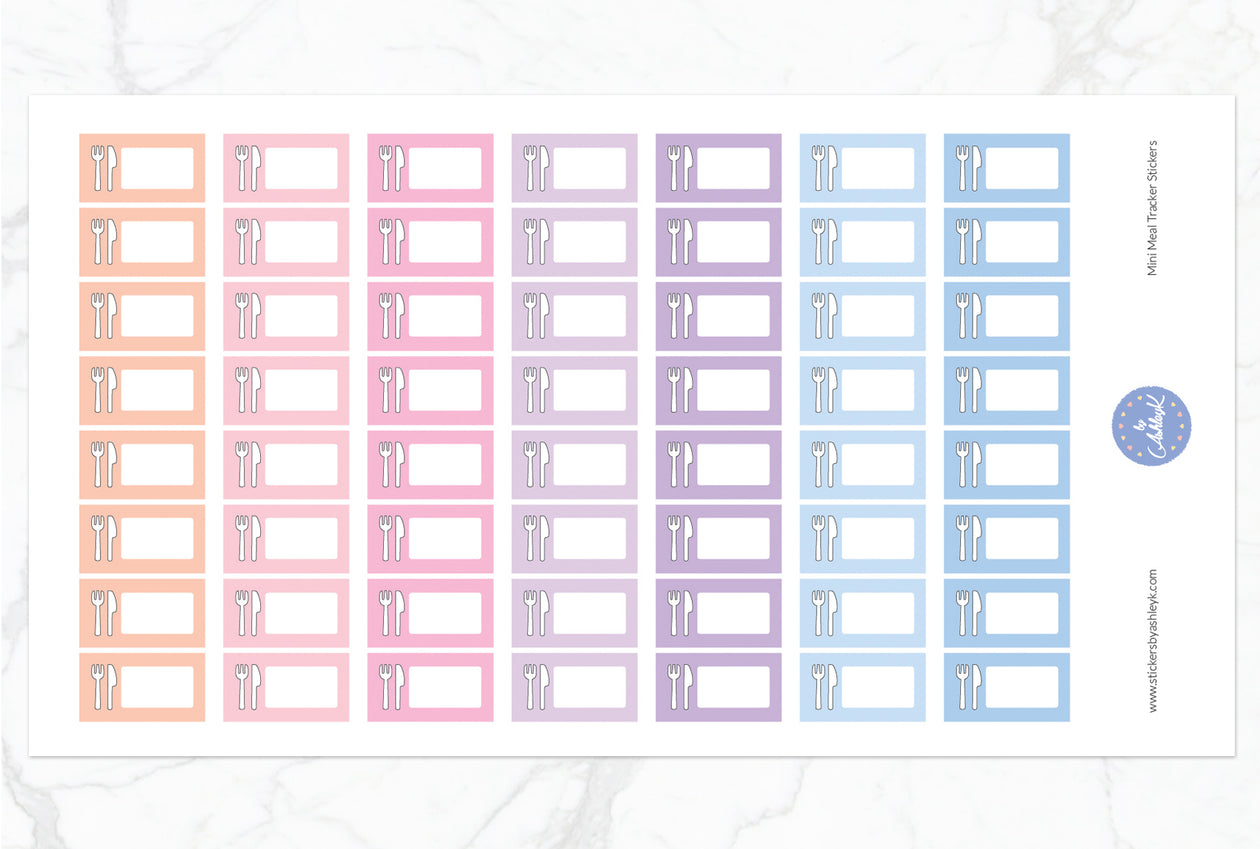Mini Meal Tracker Stickers - Pastel Sunset