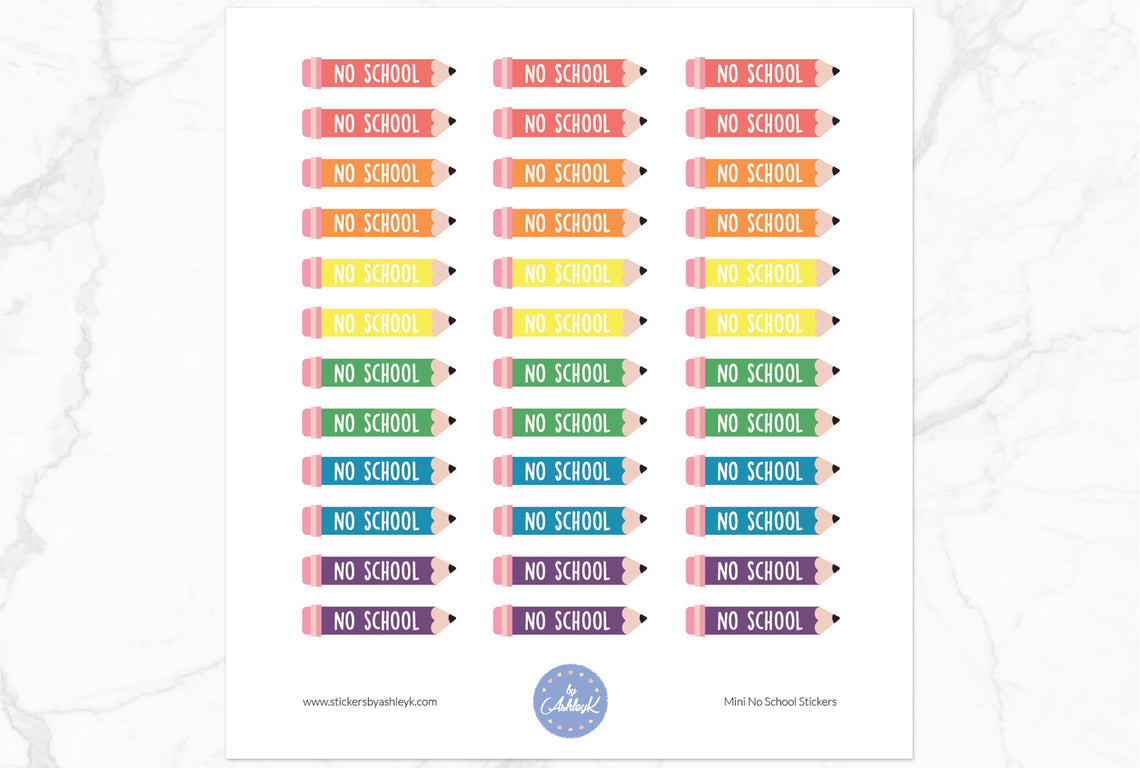 Mini No School Stickers - Pastel Rainbow
