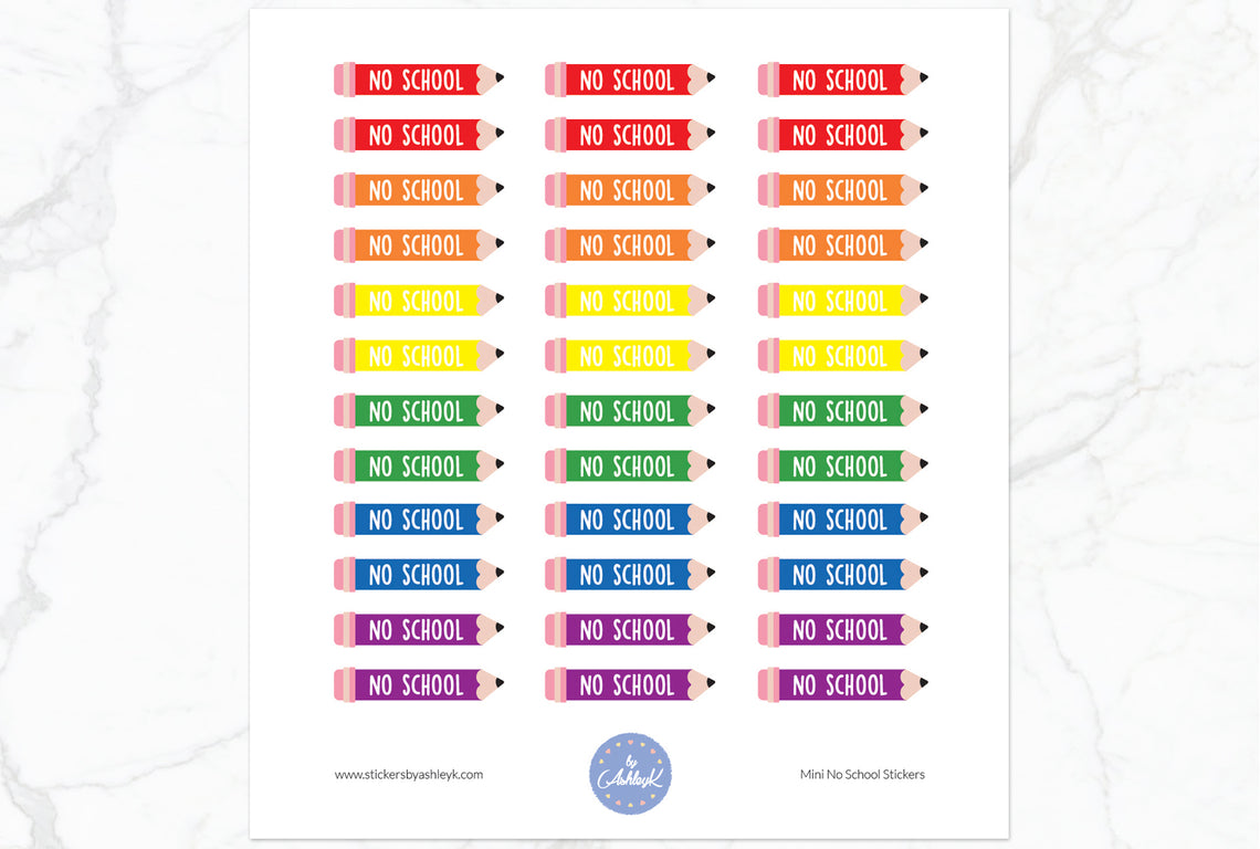Mini No School Stickers - Rainbow