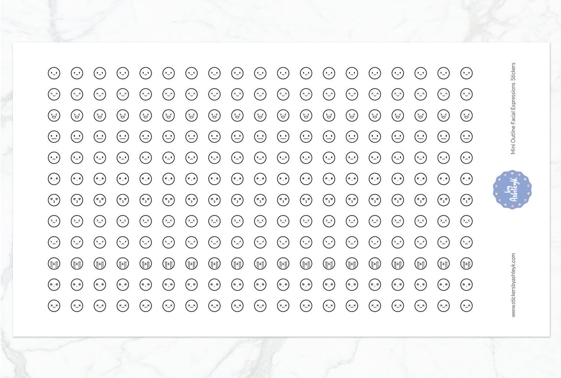 Mini Outline Facial Expressions Stickers