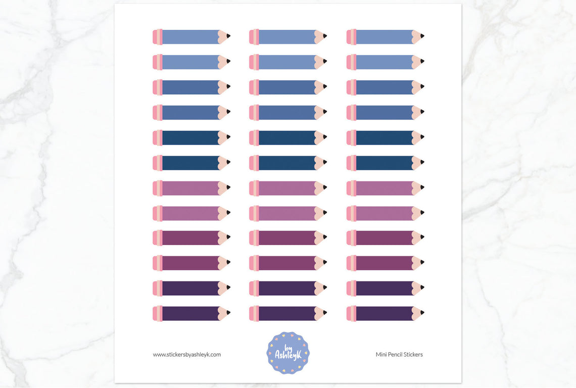 Mini Pencil Planner Stickers - Blueberry