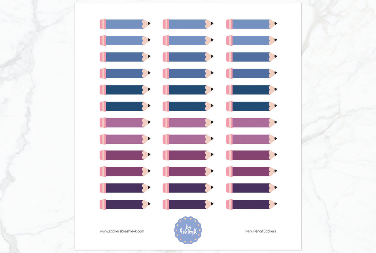 Mini Pencil Planner Stickers - Blueberry