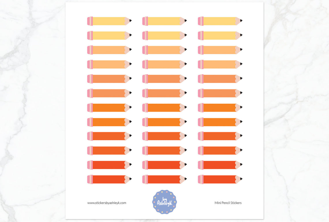 Mini Pencil Planner Stickers - Orange