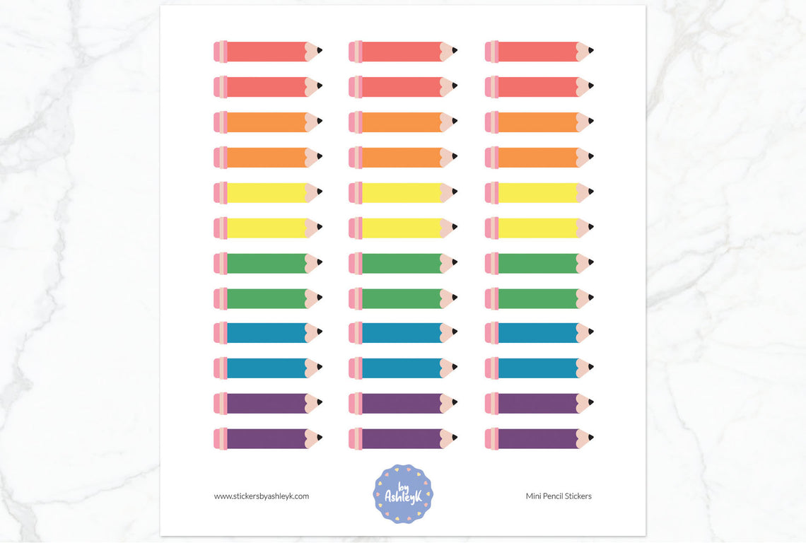 Mini Pencil Planner Stickers - Pastel Rainbow