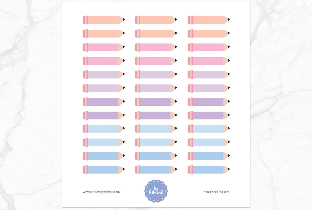 Mini Pencil Planner Stickers - Pastel Sunset