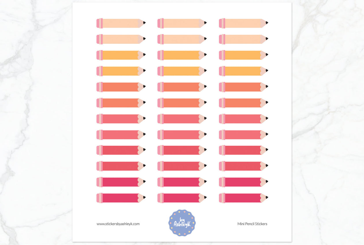 Mini Pencil Planner Stickers - Peach
