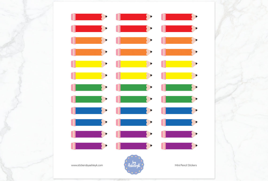Mini Pencil Planner Stickers - Rainbow