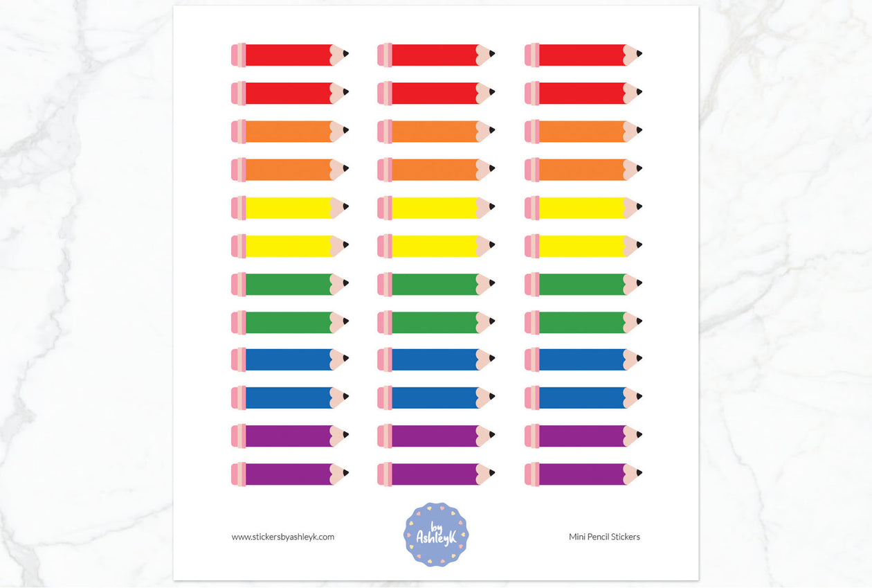 Mini Pencil Planner Stickers - Rainbow