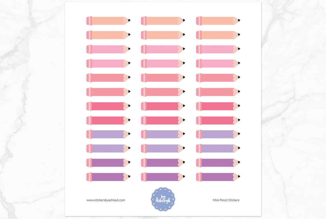 Mini Pencil Planner Stickers - Raspberry