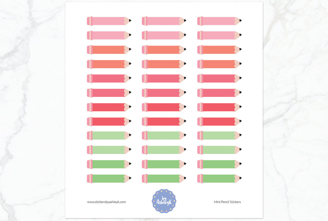 Mini Pencil Planner Stickers - Strawberry