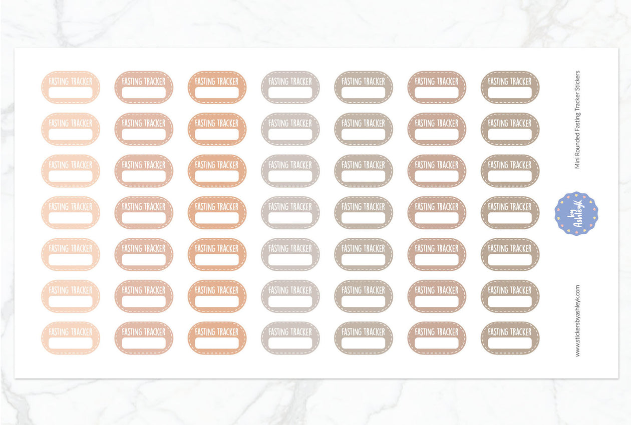 Mini Rounded Fasting Tracker Planner Stickers - Beige Neutral