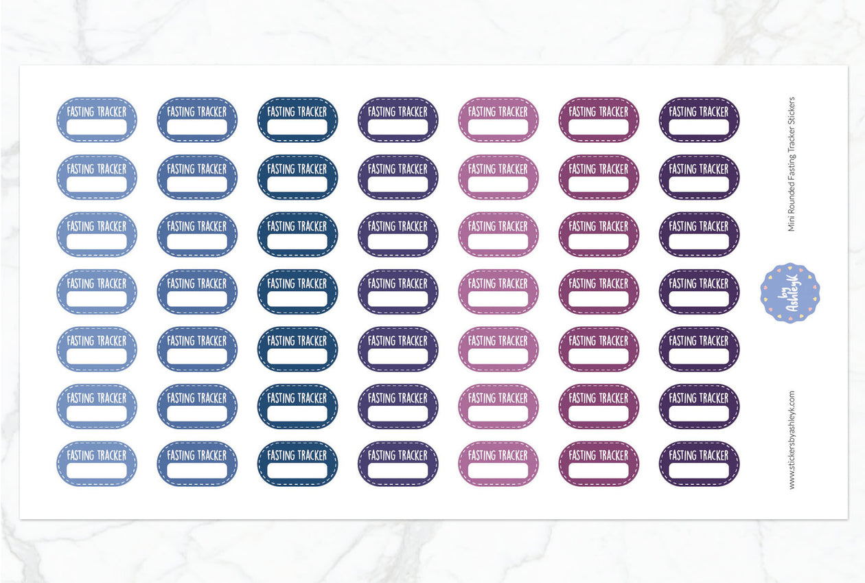 Mini Rounded Fasting Tracker Planner Stickers - Blueberry