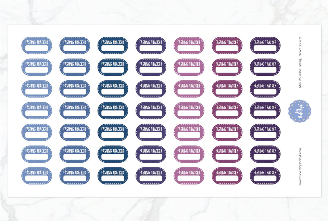 Mini Rounded Fasting Tracker Planner Stickers - Blueberry
